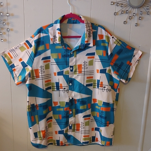 Retro Geometric Men's Shirt 3XL - Picture 1 of 9